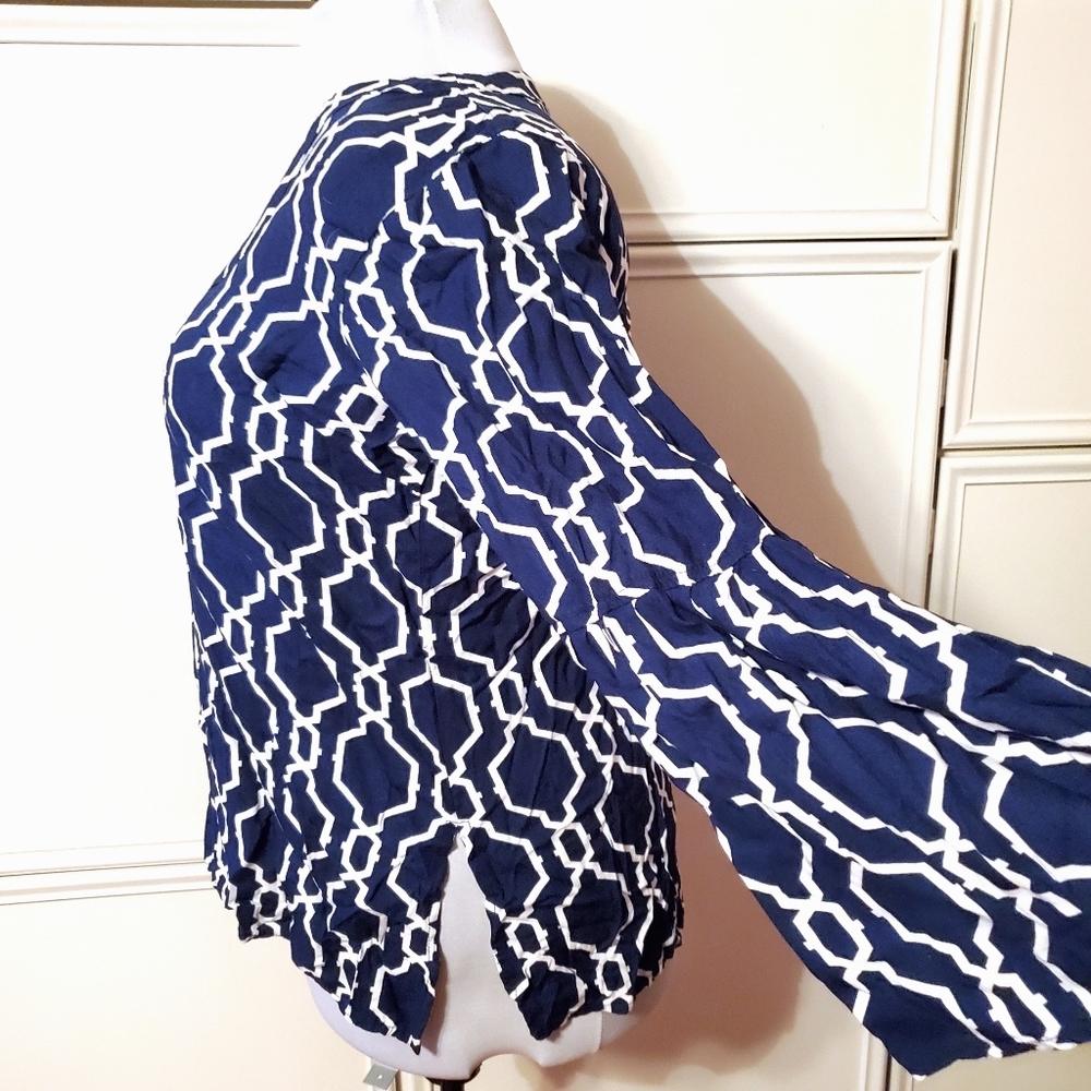 Escapade Navy & White Print Top